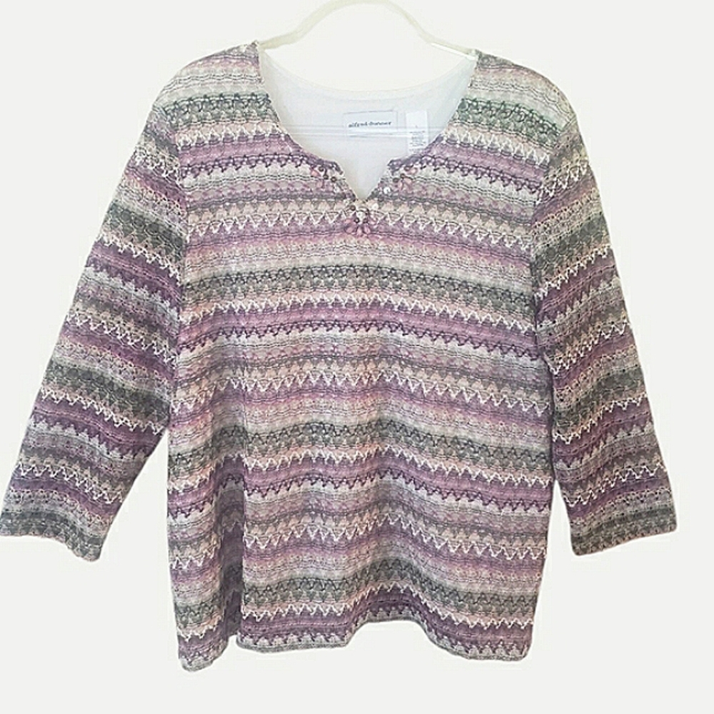 Alfred Dunner Women's Lightweight, Long-sleeve Knit Top, Size L